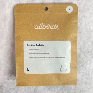 allbirds Anytime Bra Womens Size L Gray Organic Cotton Bralette Wireless NEW!